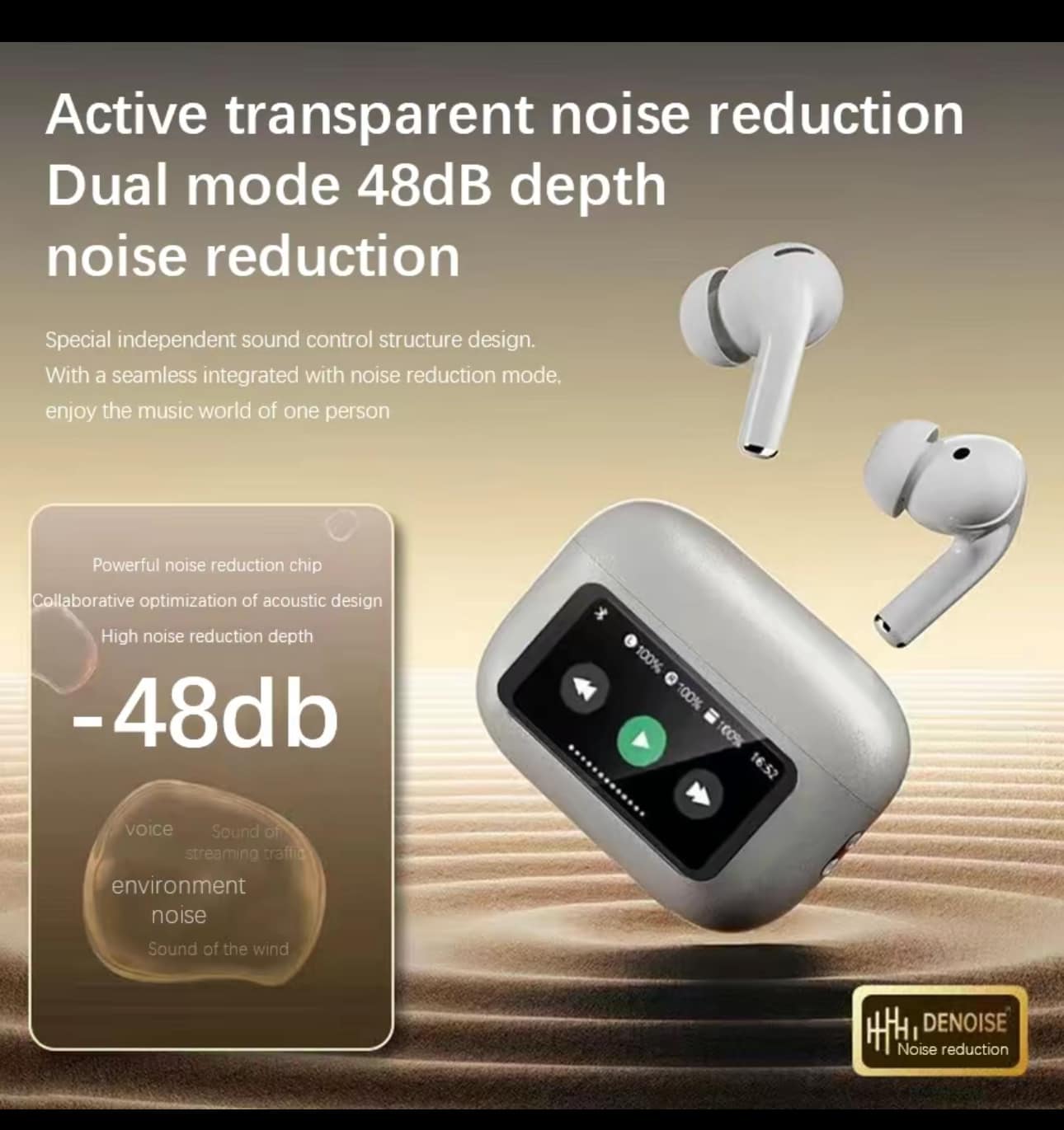 A9 Pro Touch Screen Ear Buds with ANC/ENC 40House Long time