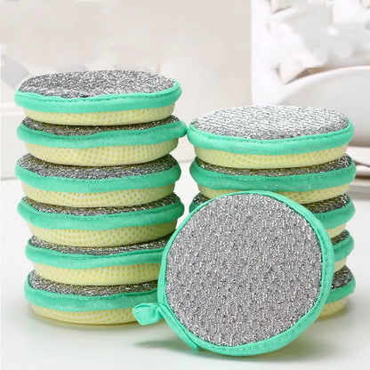 Double Side Dishwashing Sponge Round Kitchen Cleaning Pad for Dishes, Pans & Pots, Kitchen Tools