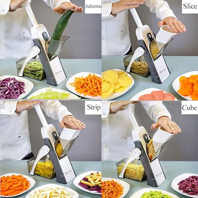 5-in-1 Multifunctional Vegetable Cutter and Slicer | Mandoline Vegetable Cutter Slicer Chopper |  Kitchen Shredder Grater