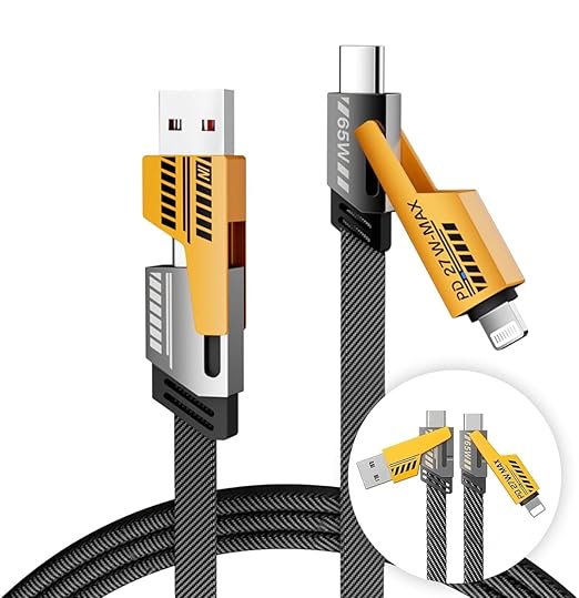 4 in 1 Multi Charging Cable| Buy1 Get 1 Free  100CM [65W] Fast Charging - Compatible with iPhone 16/15/14/13/12/11 Pro Max, Airpods, iWatch, iPad, MacBook, Samsung S24/S23/S22 & Google