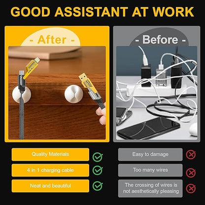 4 in 1 Multi Charging Cable| Buy1 Get 1 Free  100CM [65W] Fast Charging - Compatible with iPhone 16/15/14/13/12/11 Pro Max, Airpods, iWatch, iPad, MacBook, Samsung S24/S23/S22 & Google