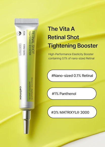 celimax The Vita A Retinal Shot Tightening Booster | 0.1% Retinal, Pore Minimizer, Wrinkles & Fine Lines, Firmer Skin, 15ml