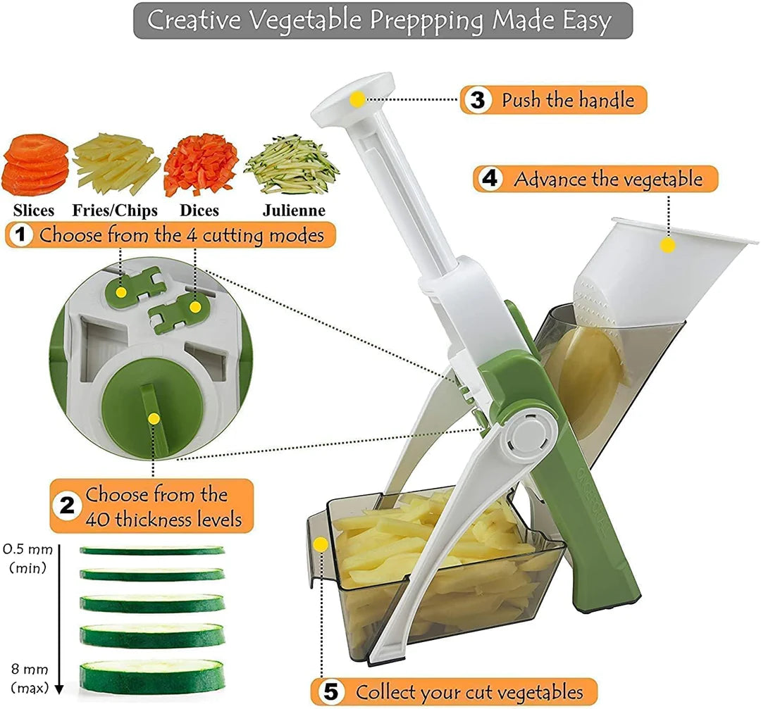 5-in-1 Multifunctional Vegetable Cutter and Slicer | Mandoline Vegetable Cutter Slicer Chopper |  Kitchen Shredder Grater