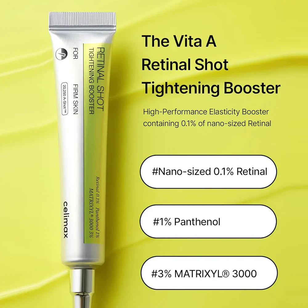 celimax The Vita A Retinal Shot Tightening Booster | 0.1% Retinal, Pore Minimizer, Wrinkles & Fine Lines, Firmer Skin, 15ml