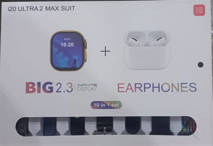 ULTRA2 Max Suit Smart Watch 10 in 1 set Infinite Display + Ear Buds