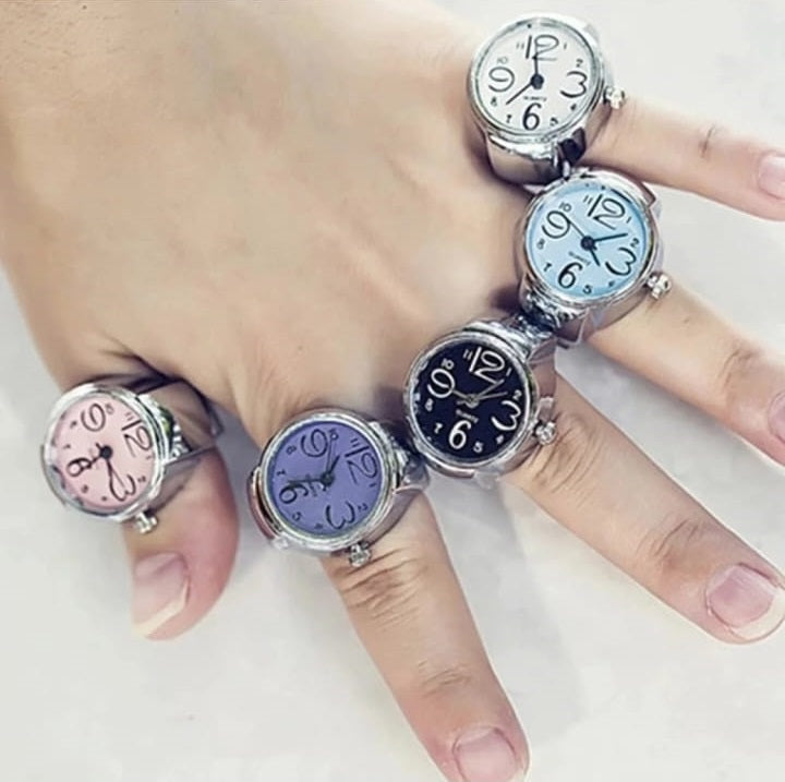 Quartz Watch Rings Vintage Punk Elastic Stretchy Finger Watch Rings