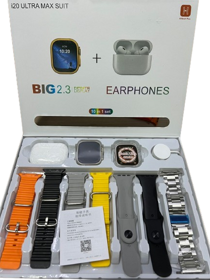 ULTRA2 Max Suit Smart Watch 10 in 1 set Infinite Display + Ear Buds