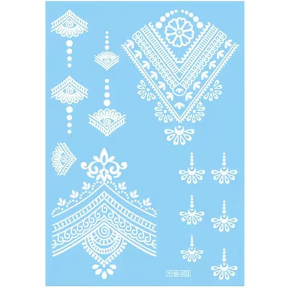 White Henna Stickers-Waterproof Mehndi/hena,hina Stickers Temporary Tattoos, Henna Sticker and Stencils
