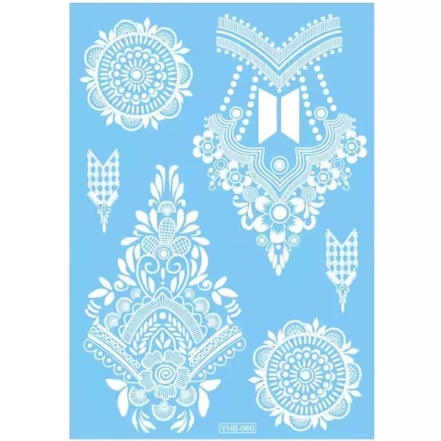 White Henna Stickers-Waterproof Mehndi/hena,hina Stickers Temporary Tattoos, Henna Sticker and Stencils