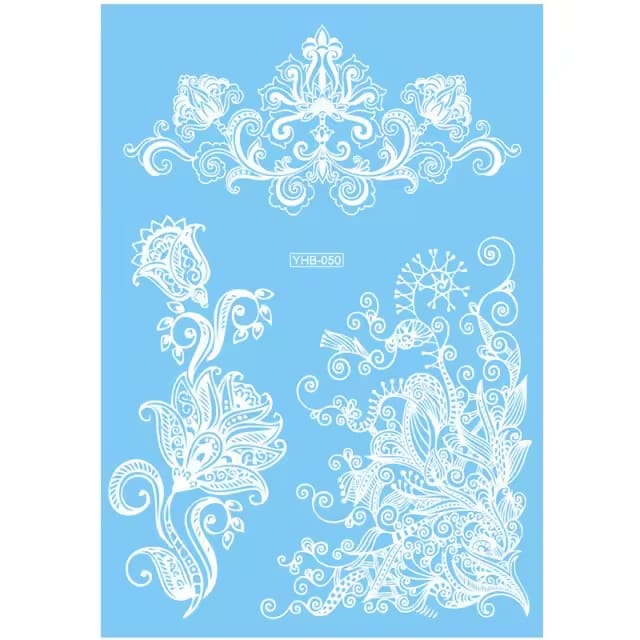 White Henna Stickers-Waterproof Mehndi/hena,hina Stickers Temporary Tattoos, Henna Sticker and Stencils