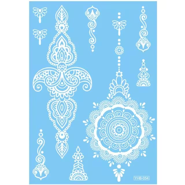 White Henna Stickers-Waterproof Mehndi/hena,hina Stickers Temporary Tattoos, Henna Sticker and Stencils