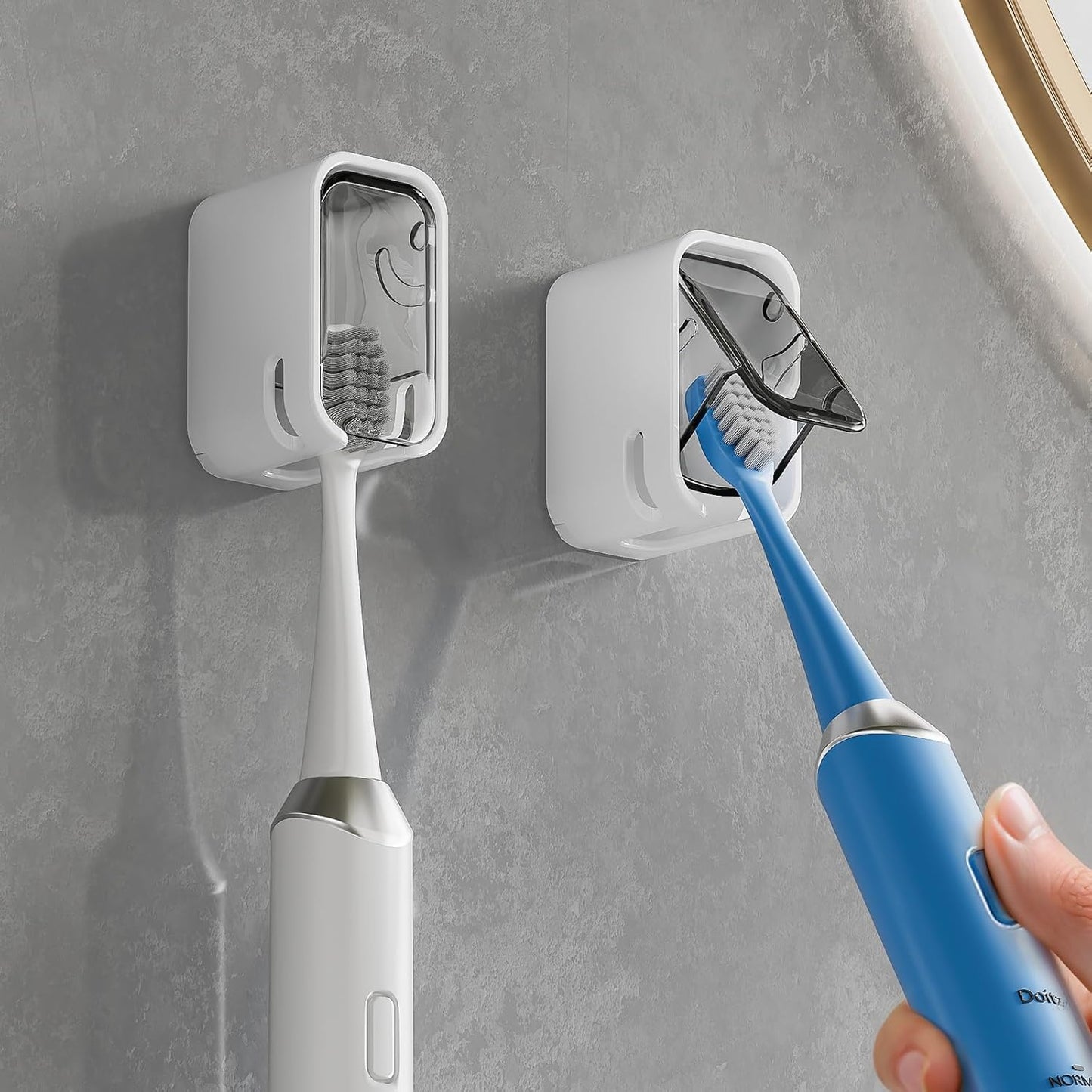 Toothbrush Holders for Bathroom【Innovation Single Slot Design】Toothbrush Holder Wall Mounted with Cover for Shower, Single Toothbrush Dispenser Storage Organizer for Family & Travel