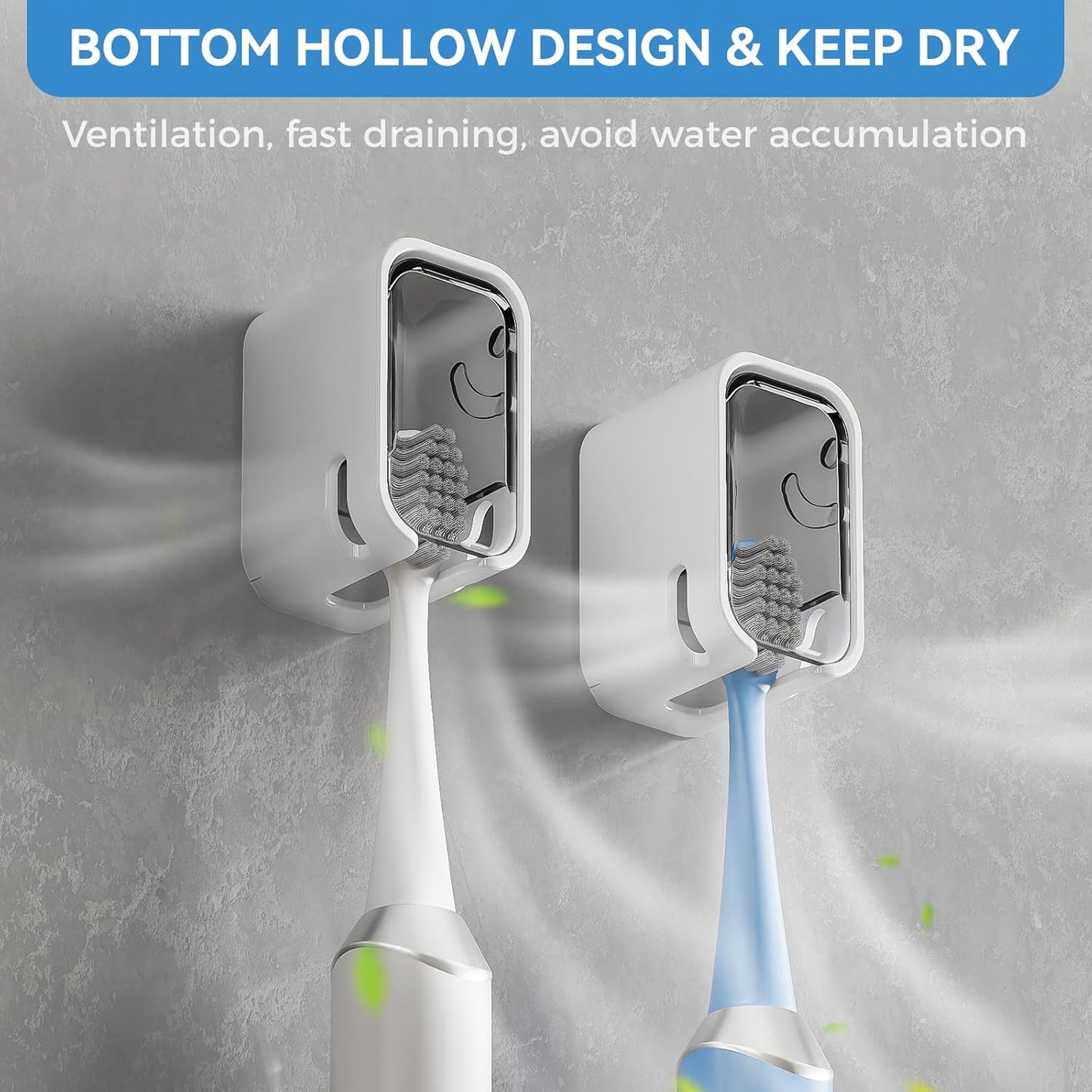 Toothbrush Holders for Bathroom【Innovation Single Slot Design】Toothbrush Holder Wall Mounted with Cover for Shower, Single Toothbrush Dispenser Storage Organizer for Family & Travel